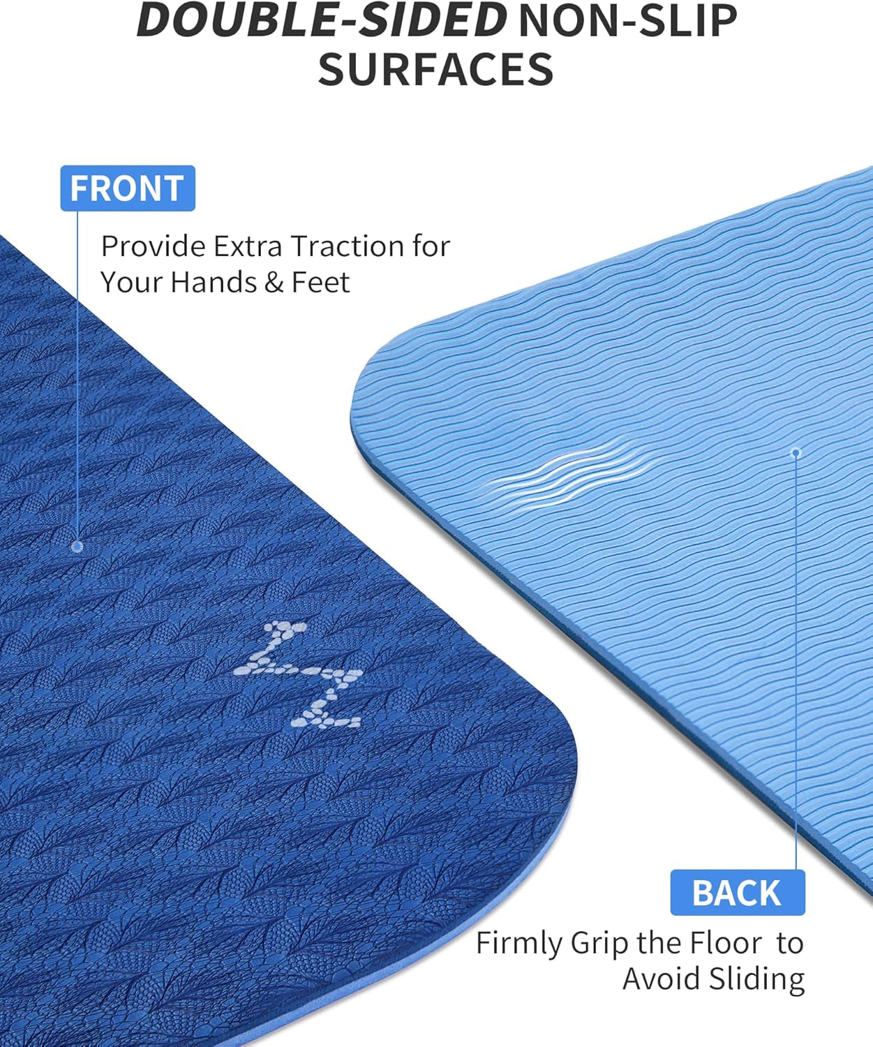 Large Yoga Mat (6'X 4'), Extra Wide Workout Mat for Men and Women, 0.24''/0.32''/0.4''/0.48'' Thick Exercise Fitness TPE Mat for Home Gym, Yoga, Pilates, Workout (Barefoot Exercise)