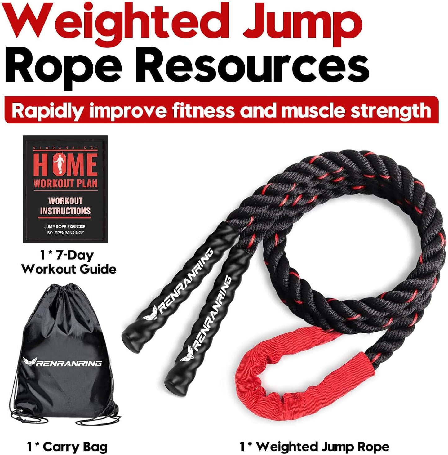 Weighted Jump Rope for Men and Women, 3Lb 4Lb 5Lb Adult Heavy Skipping Rope, Jumprope for Fitness,Workout Equipment, Fitness Equipment for Home Gym Exercise,Improve Strength and Building Muscle